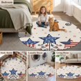 thumbnail image 6 of Independence Day Washable Round Area Rug 3 ft, American Flag Stars Beige Texture, Soft Non Slip Rugs Stain Repellent Indoor Felt Carpet for Living Dining Room Bedroom Home Office, 6 of 9