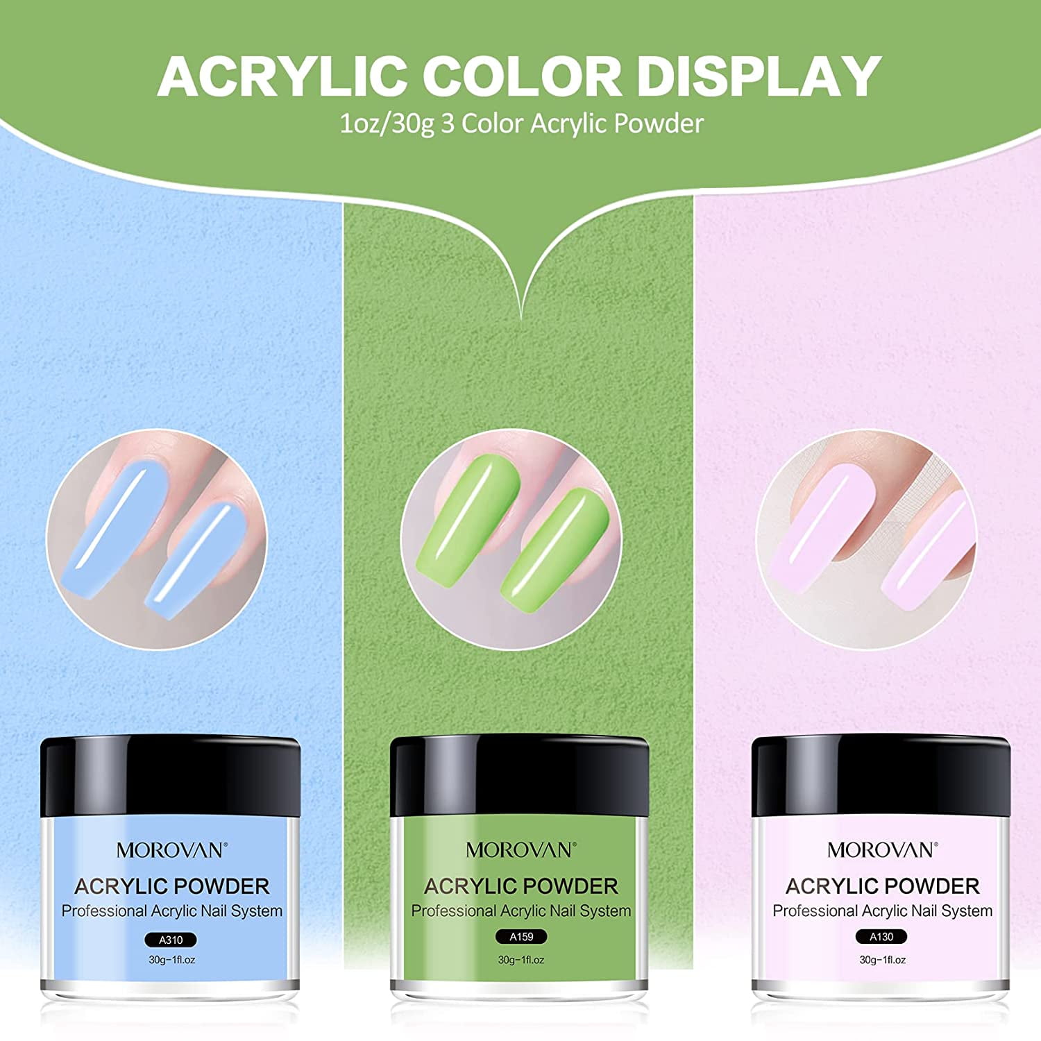 Morovan Acrylic Nail Kit Acrylic Powder Liquid Set with Acrylic Brushes Set Nail Forms