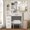Style1: Black, variant on Pmxloes White Makeup Vanity Desk Set with 3-Color LED Lights Mirror and Stool Modern Vanity Table with 4 Drawers and 5 Storage Shelves for Bedroom and Dressing Room