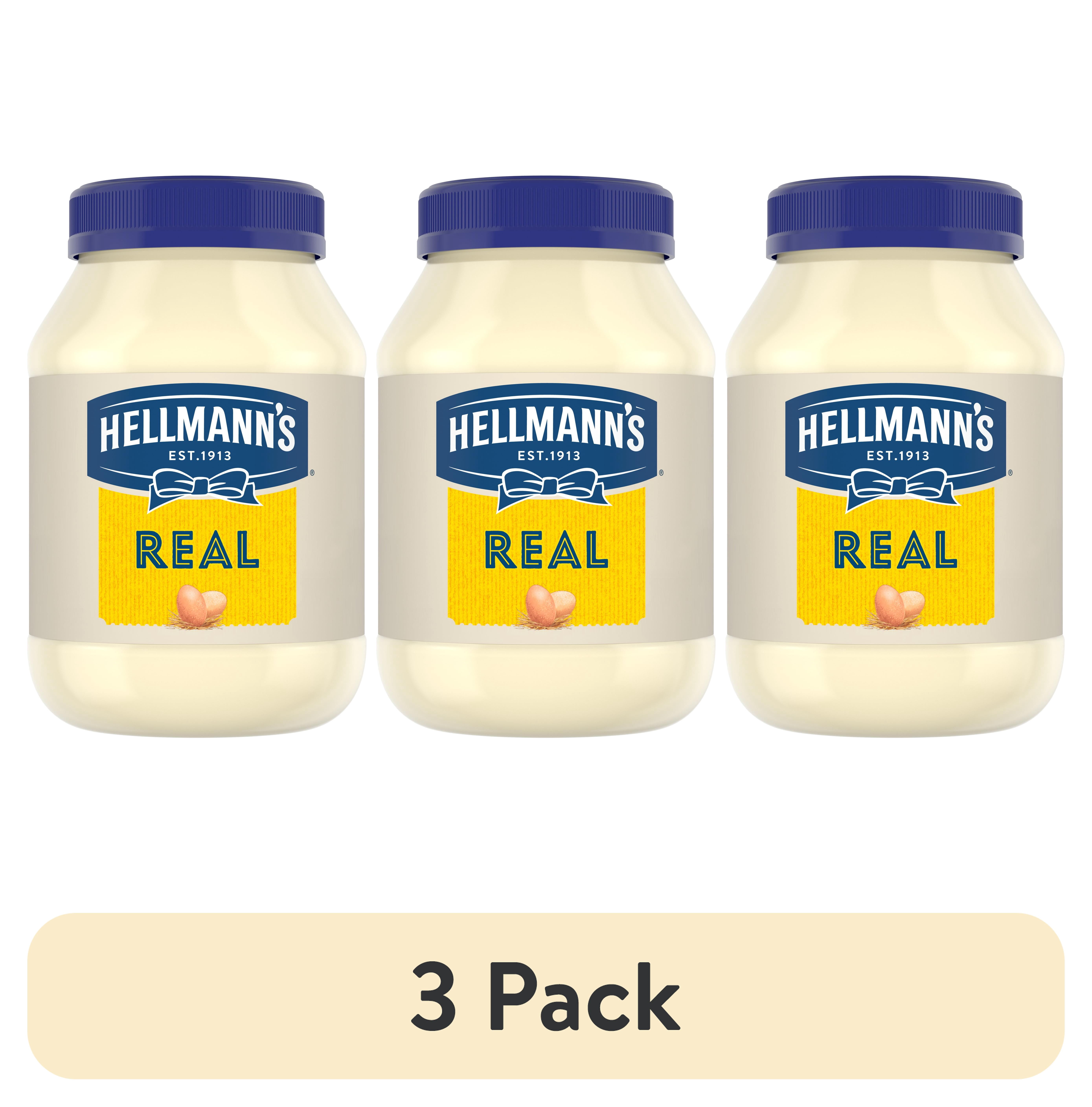 (3 pack) Hellmann's Real Mayonnaise Gluten Free, Sandwich Spread Condiments, 30 fl oz Jar