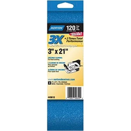 UPC: 0076607022264 | Norton 2226 3 x 21 in. 3x P80 Portable Sanding Belt  Pack – 2  Pack of 5