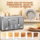thumbnail image 4 of Aigostar Tostadora de Acero Inoxidable, 4 Rebanadas, Ranuras Extra Anchas, 6 Niveles de Tostado, Funciones de Cancelación/Descongelación/Recalentamiento/Bagel, Bandeja de Migas Extraíble, 4 of 8