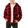 thumbnail image 6 of Light Fall Jacket Girl New Boys Girls Casual Plaid Hoodies Fall Fashion Button down Shirts Long Sleeve Cute Lightweight Jacket Coats Red 6-7 Years, 6 of 7