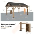 thumbnail image 5 of Jocisland 13x15 ft Wood Gazebo with Bar Storage, Hardtop Wooden Pavilion with Metal Steel Gable Roof, 5 of 8