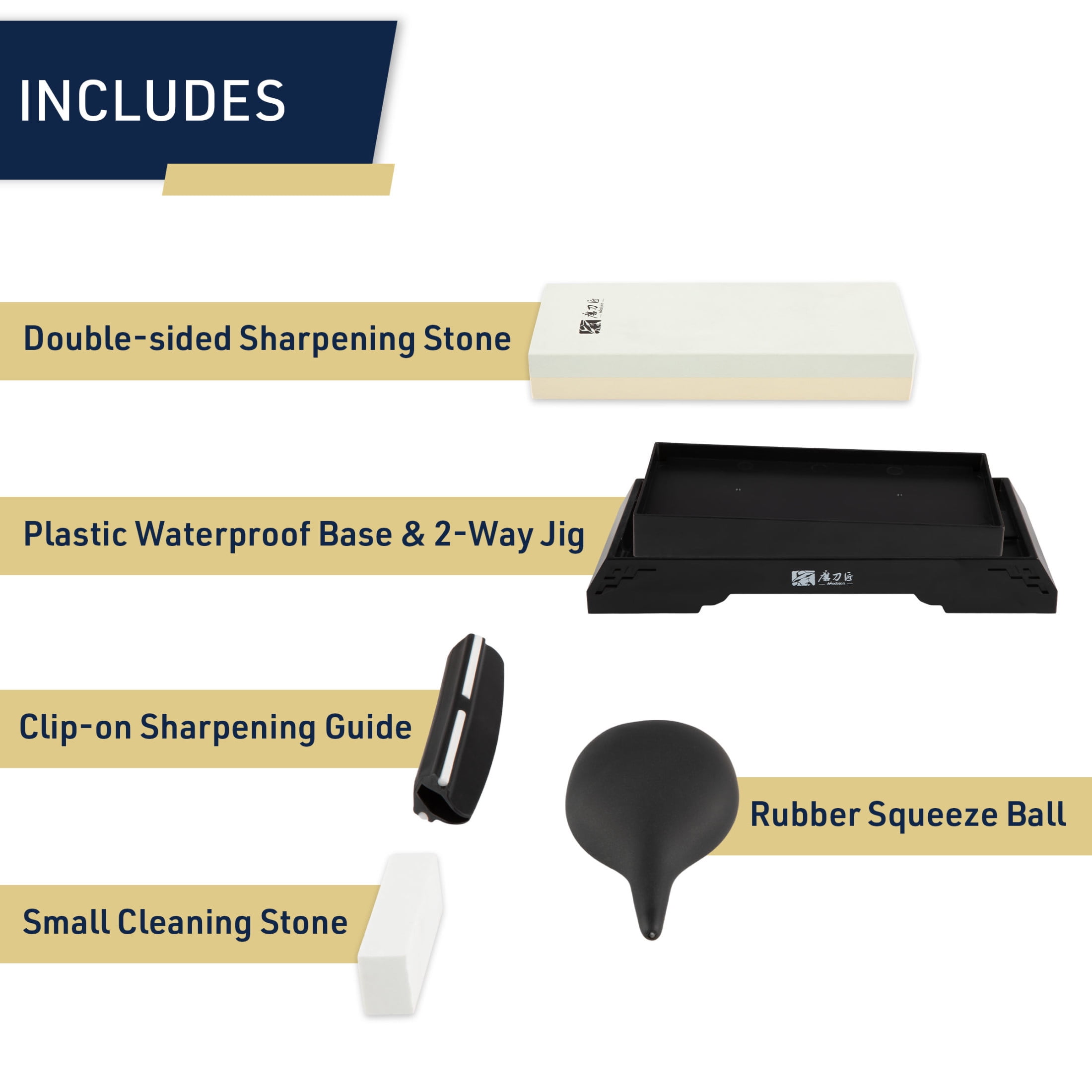 Kings County Tools 5-Piece Knife Sharpener Kit with Dual 6000 / 1000 Grit Whetstone and Nonslip Base