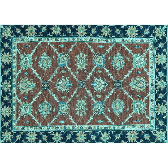 Ahgly Company Indoor Rectangle Abstract Light Blue Modern Area Rugs, 8' x 10'
