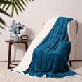 thumbnail image 2 of Moonlight20015 Sherpa Blanket Fluffy Plush Couch & Travel Blanket Reversible Throw Size Teal Color, 2 of 8