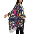 thumbnail image 5 of Cauagu Cinco De Mayo Floral Print Women Wrap Shawl tassels Scarves Retro Scarf 77.6"X28.3", 5 of 8