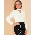 thumbnail image 2 of INSPIRE CHIC Blusas De Gasa Manga Larga Camisa De Oficina Trabajo Cuello Gargantilla Encaje Elegante Para Mujer Blanco M, 2 of 6