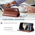 thumbnail image 3 of Mantto Flip Wallet Case for Samsung Galaxy Note20, for Women Men, Magnetic Closure Folio Cover with Credit Card Holder Slots, Shockproof Durable PU Leather Kickstand Phone Case,Brown, 3 of 8