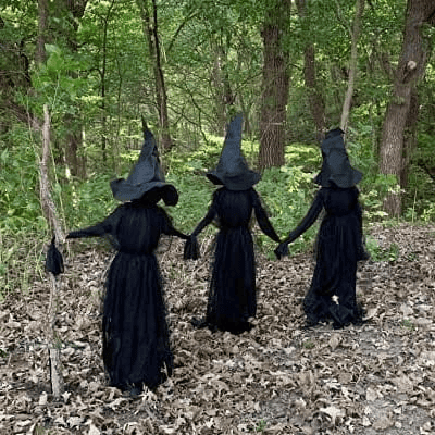 63 Inch Light Up Witch Yard Stake with RGB Color Changing Face