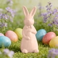 thumbnail image 3 of Ceramic Ornaments Ceramic Easter Bunny Decoration with Bow Pink Home Desktop Ornament for Spring Crafts(1-Piece) Rkxzt, 3 of 7