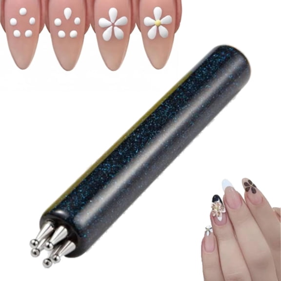 Acrylic Nail Pens - Easy Control Stainless Steel Ball Tip Precision Markers, Polish Dotting Tool for Beginners, Enthusiasts, Girls, Adults and Women Fingernail Craft (Black)