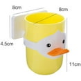 thumbnail image 2 of Wekity Traceless Suction Wall-Mounted Kids Toothbrush Holder, Small Yellow Duck Mouth Cup Holder, Children's Wall Hanging Toothbrush and Toothpaste Holder Cartoon Brushing Cup (Yellow), 2 of 7