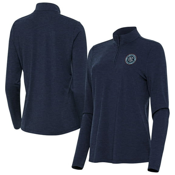 Women's-Antigua  Heather Navy New York City FC Bright Quarter-Zip Top