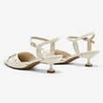 thumbnail image 5 of FSJ Women Chic Buckled Ankle Strap Pointed Closed Toe Pumps Kitten Low Heels Slingback Office Daily Casual Shoes Size 13 White, 5 of 5