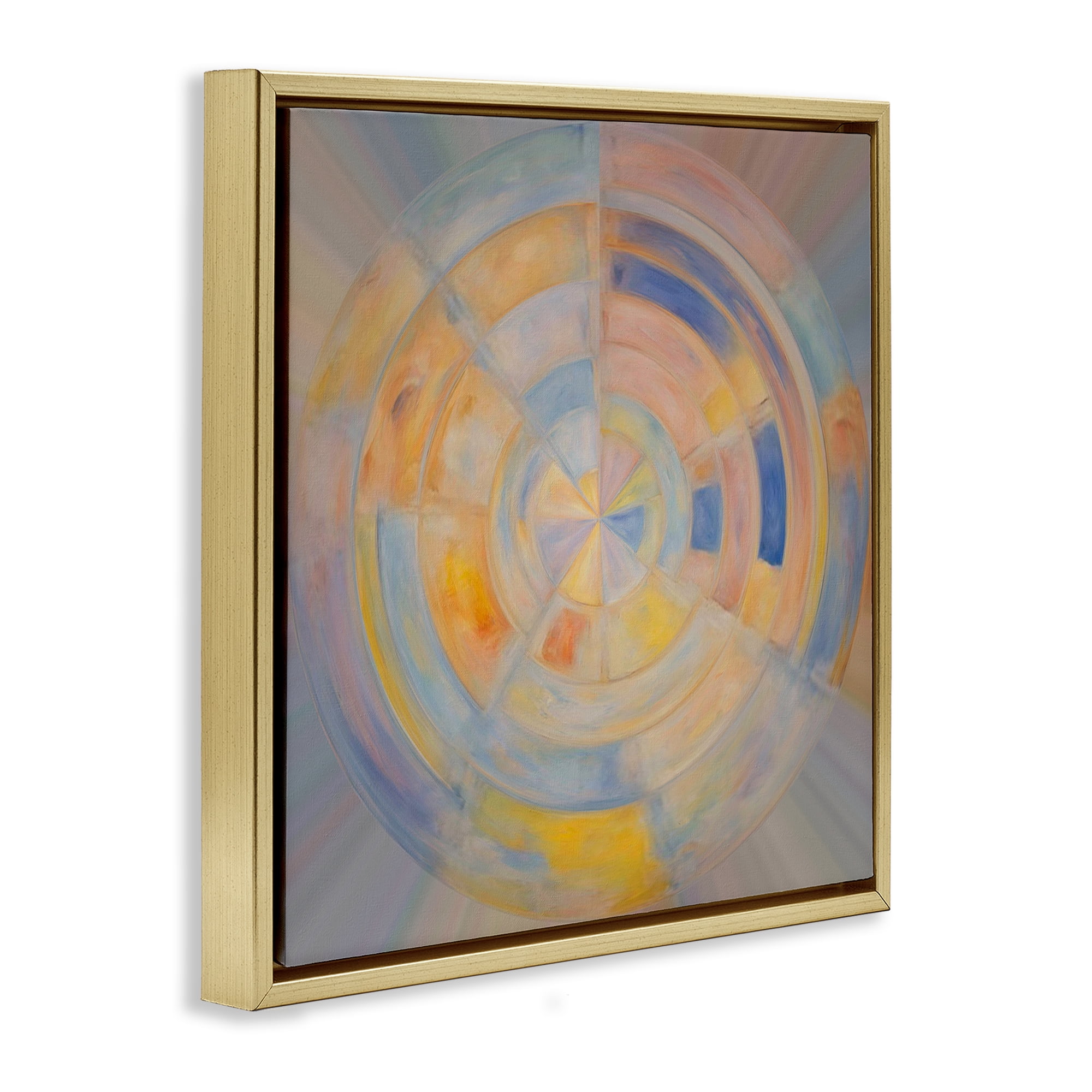 Stupell Industries Geometric Circle Out Abstract Painting Gold Floater Framed Canvas Art Print Wall Art, 25 x 25