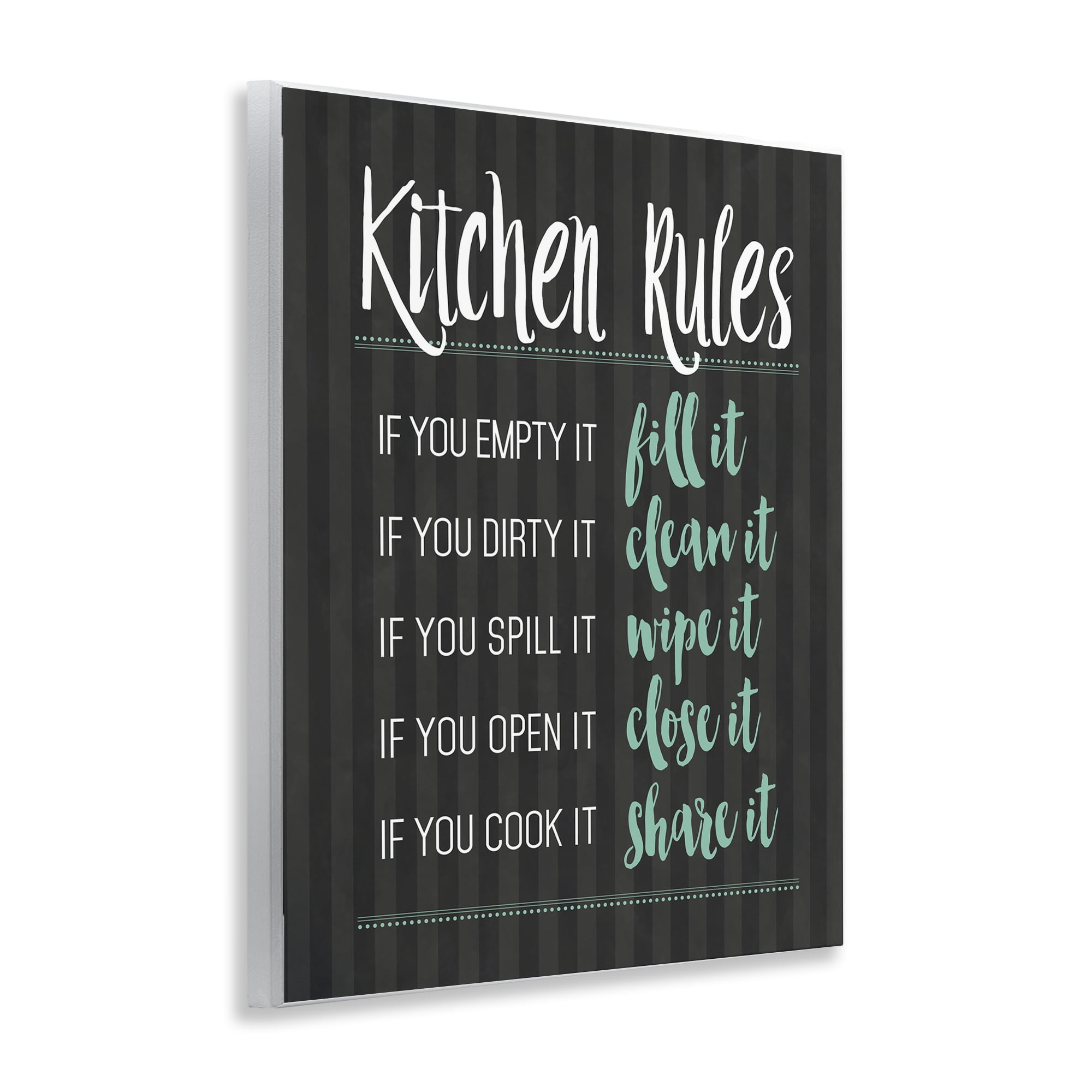 Kitchen Rules Black & Green Wall Plaque Art, design by Lettered and Lined
