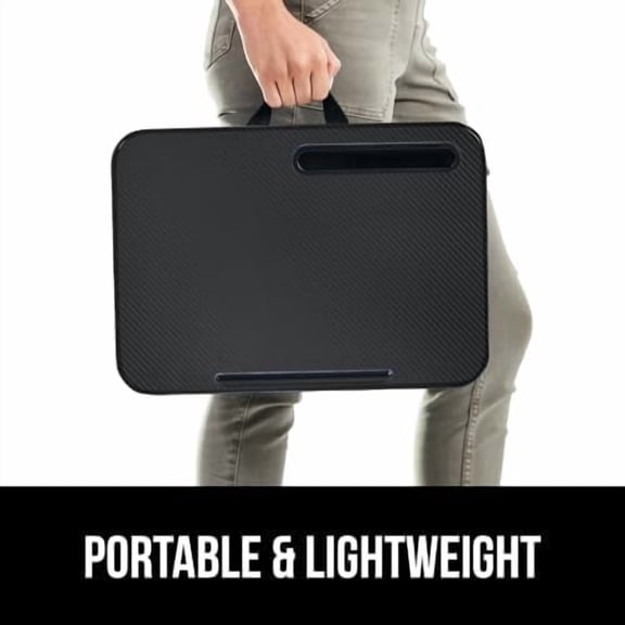 Laptop Lap Desk with Phone Holder, Pillow Cushion Desks Fit Laptops up to 15.6", Tray Ledge Keep Computers in Place, Portable Travel Workstation Essentials for Home, Dorm Room, Black