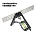 thumbnail image 3 of 12" Combination Square Carpentry Woodworking Measure Tools Metal Ruler Framing Square T Ruler Set, 3 of 7