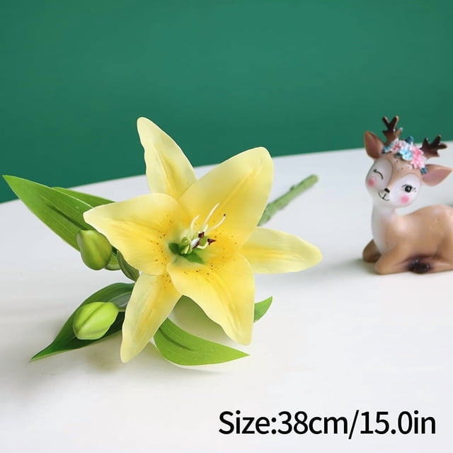 Simulation Blooming Lilies,Artificial 3 Headed Lilies,Long Branch Lilies,Indoor Flower Arrangement,Simulation Photography Props