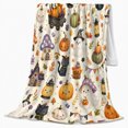 thumbnail image 2 of Halloween Enthusiasts Whimsical Ghosts Witch, Playful Pet Portrait Pattern, Warm Flannel Blanket for Living Room and Bedroom, Cat Lovers Halloween Gift, Pet Lover Home Decor, 2 of 9