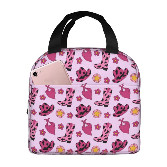 Easygdp Retro Cowgirl Bolsa Térmica Premium - Tela Oxford Impermeable, Gran Capacidad, Bolsillo Frontal, Unisex para Trabajo, Escuela, Actividades al Aire Libre y Picnics