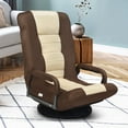 thumbnail image 2 of 360-Degree Swivel Gaming Floor Chair with Foldable Adjustable Backrest Premium Comfort for Gamers,Brown, 2 of 6