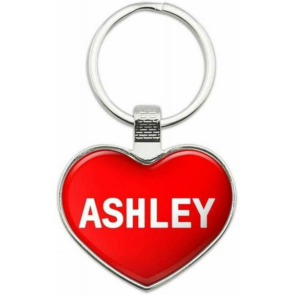Ashley - Names Male Metal Heart Keychain Key Chain Ring, Red