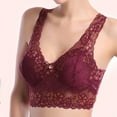 thumbnail image 3 of SMihono Women's Sexy Racerback Lace Plunge Bralette Padded Bra Top Racerback Bralette - Wireless Lace Bralette for Women Wine XXL, 3 of 8