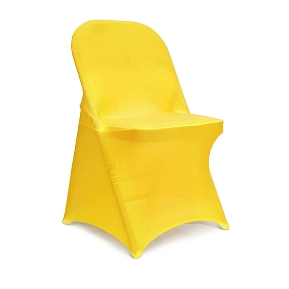 Folding Chair Covers, Universal Fitted Chair Slipcovers for Wedding, Party, Banquet, Holidays, Celebration bright yellow
