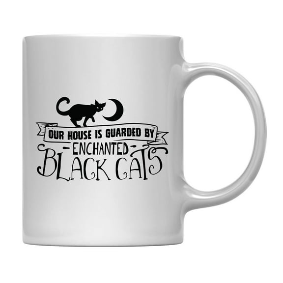 Koyal Wholesale Coffee Mug Our House is Guarded by Enchanted Black Cats, Halloween October Present Ideas with Gift Box