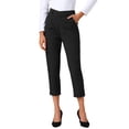 thumbnail image 1 of Pantalones de negocios casuales para mujeres INSPIRE CHIC, longitud recortada, pantalones de oficina con bolsillos, 2XL, negros, 1 of 6