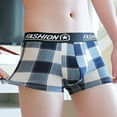 thumbnail image 4 of ruhuadgb 4Pcs Men Plaid Print Wide Elastic Waistband Shorts Panties Sexy U-convex 3D Crotch Mid-rise Breathable Sport Shorts Briefs, 4 of 8
