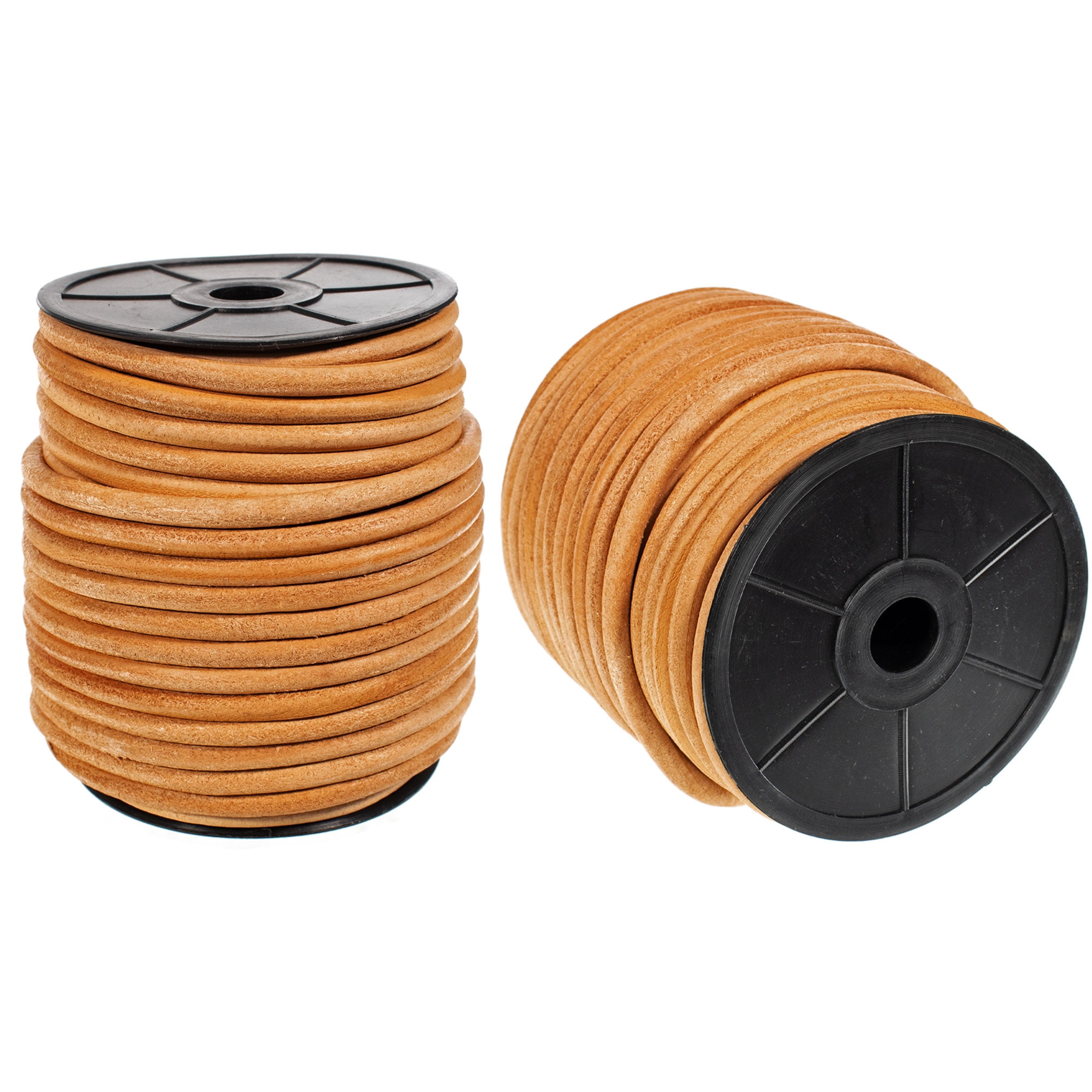 Craft County Round Leather Cord for DIY Jewelry, Clothing, Accessory, and Decor - Multiple Diameter, Length, and Color Options