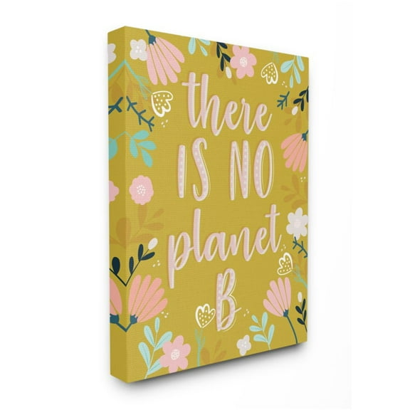 Stupell Industries No Planet B Phrase Pink Floral Illustration Border Design by Angela Nickeas, 16" x 20"