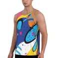 thumbnail image 2 of Logiee Abstract Color Splash Print Men's Workout Tank Top,Quick Dry Workout Tank Top,Gym Muscle Tee,Fitness Bodybuilding Sleeveless T Shirt-X-Large, 2 of 7