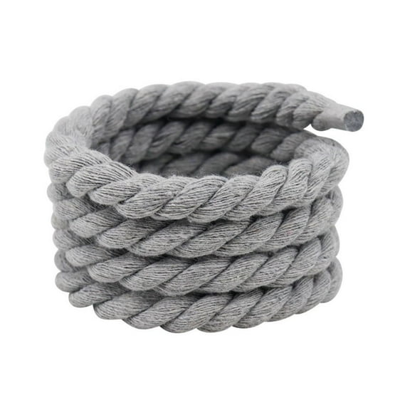2PCS 0.8cm120cm Width Polyester Cotton High Quality Low-top Canvas Shoe Laces 10Colors Weaving Twisted Rope Solid Color Laces Bold Shoelaces Thick Rope Laces GREY
