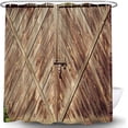 thumbnail image 3 of Rustic Barn Door Shower Curtain Set for Bathroom, Farmhouse Western Bathroom Decor Curtains, Vintage Countryside Brown Wood Board Waterproof Fabric Bath Curtains with Hooks-72"W x 72"L (Pack of 1), 3 of 7