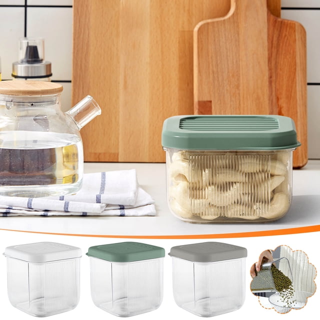Recipiente hermético para almacenamiento de alimentos • Depósito grande sellado de 400 ML • Almacenamiento de té de fruta seca y cereales • Organizador de cocina de plástico transparente