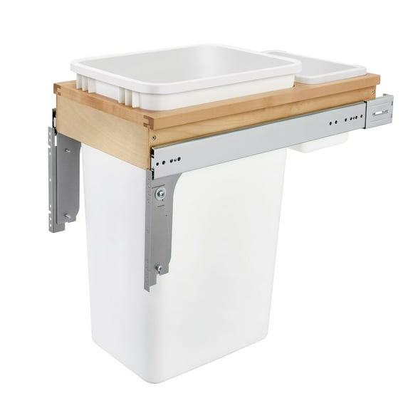 Rev-A-Shelf Single 50 Qt Top Mount Pullout Container, White, 4WCTM-1550DM-1
