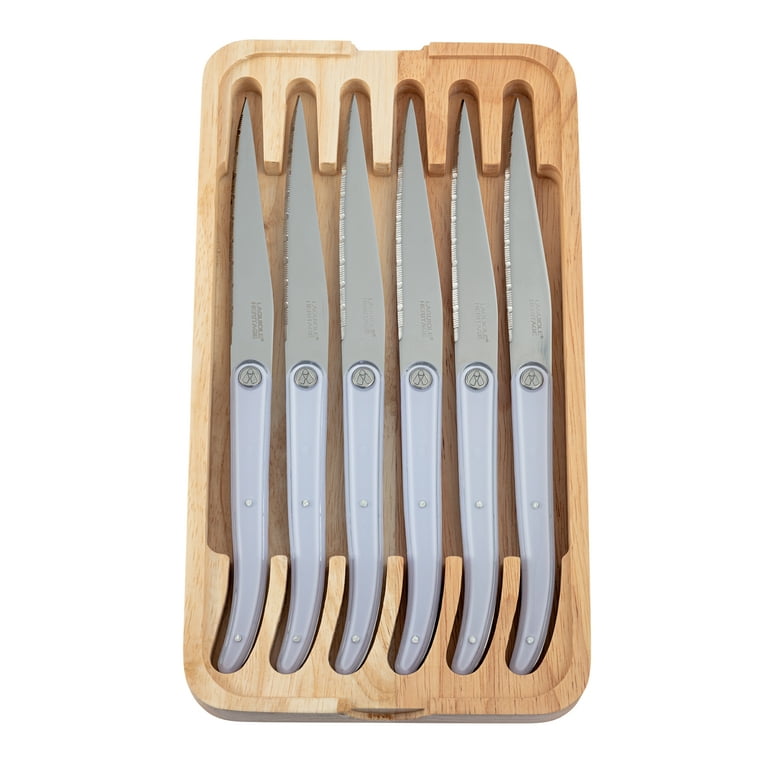 4/6/10/12pcs Laguiole Steak Knife set Pear White Plastic Handle