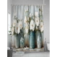 thumbnail image 5 of Shower Curtain Vintage White Camellia Shower Curtains for Bathroom, Waterproof Polyester Shower Curtain Set with Hooks, Extra Long 72" x 96" Plant Wood Grain, 5 of 6