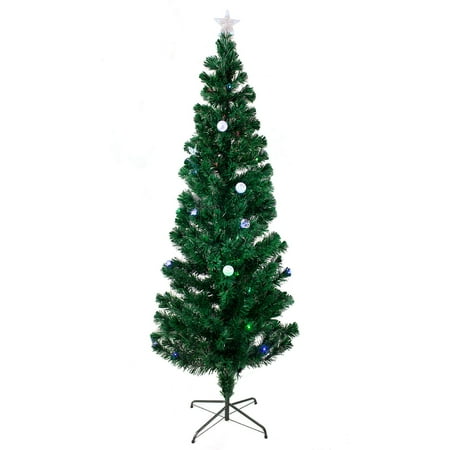 Lit Christmas Star 7 FT PRE-LIT MULTI COLOR LED & FIBER OPTIC CHRISTMAS TREE - BRIGHT STAR STAND ()