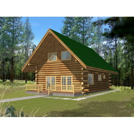 001-1062: Log Cabin 1 Bed, 1 Bath Luxury Home Plan, 1469 Sq Ft: Full Blueprints with License to Build by Home Plan Marketplace - Lesuto