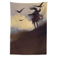 thumbnail image 3 of Ambesonne Horror Tablecloth Rectangular Table Cover, Dark Soul Crows on Hills, 60"x90", Brown Mauve Beige, 3 of 4