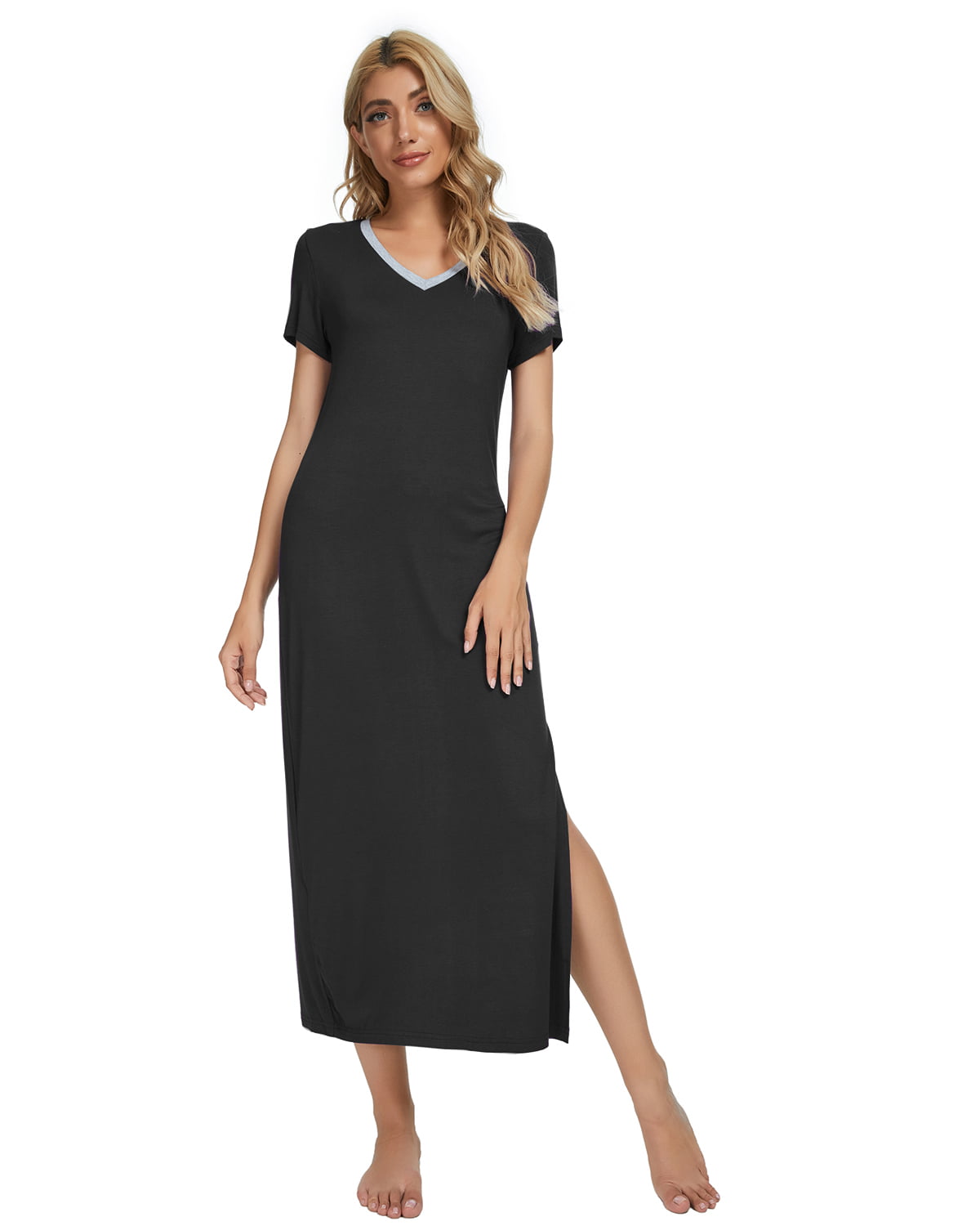 MintLimit Women's Long Nightgowns Loungewear Sleepwear Short Sleeve ...