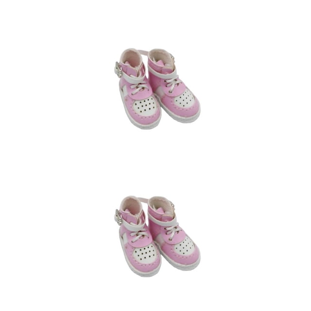 Bewildely Zapatos decorativos de muñeca para niños, diseño Simple, juguete deportivo de moda, zapato alto, juguete, estilo informal, Rosa 2piezas