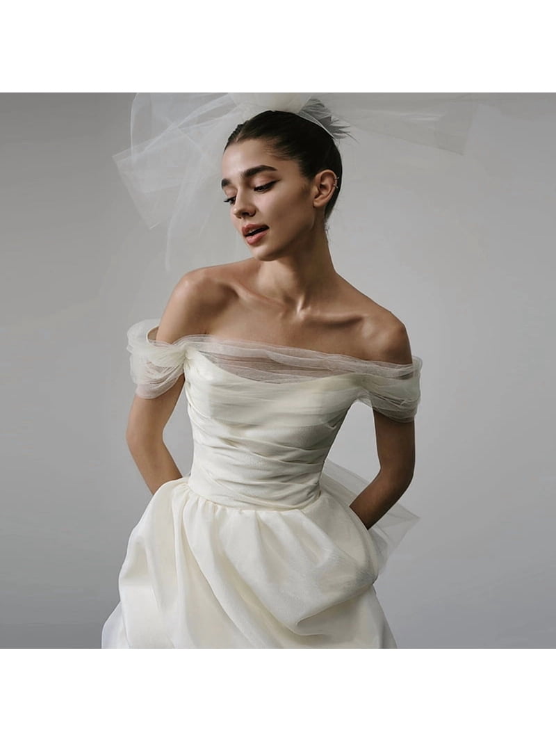 french short wedding dress MARWA - Short Ivory Wedding Dress for Civil Wedding - Lace Trapeze Bridal Dress