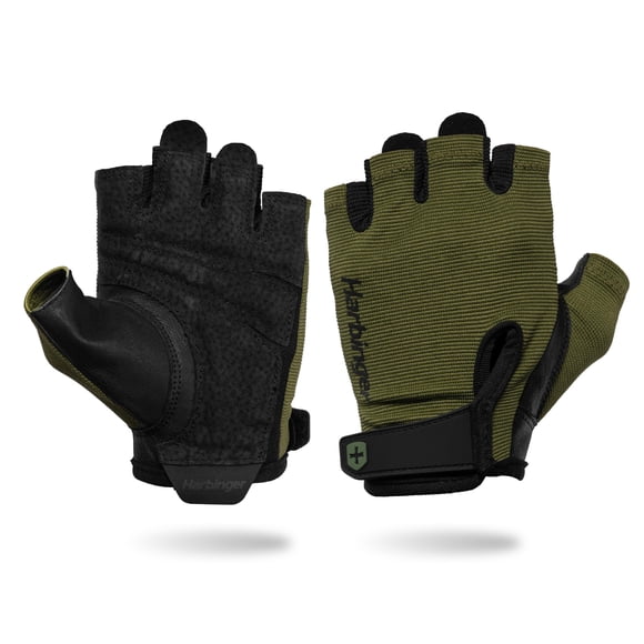 Power Gloves 3.0 - Guantes duraderos de levantamiento de pesas con medio dedo y cierre de muñeca ajustable, palma de cuero transpirable, para hombre, verde, mediano